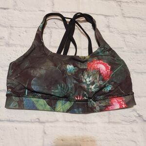lululemon athletica Black and Pink Floral Sports Bra
